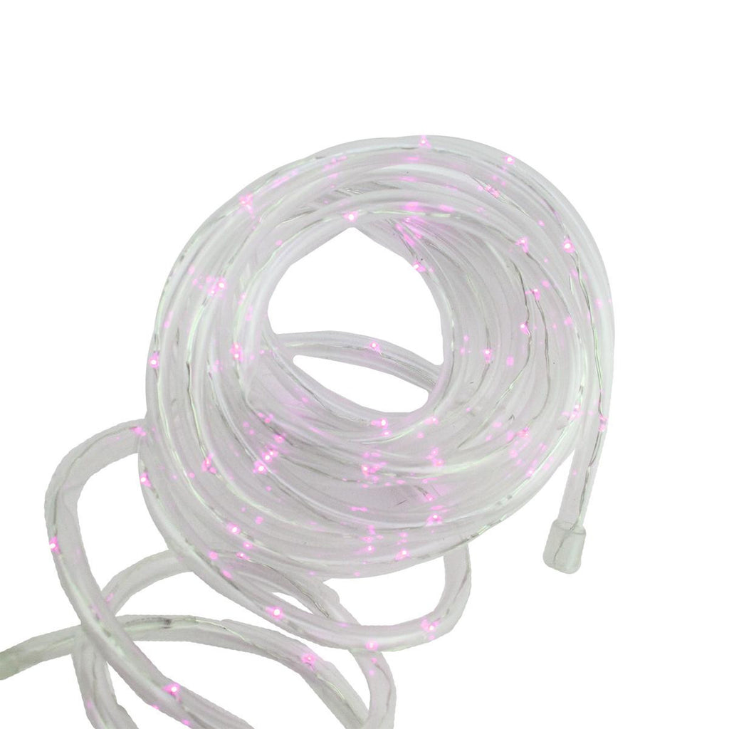 12' Solar Powered Multi-Function Pink LED Indoor-Outdoor Christmas Rope Lights with Ground Stake