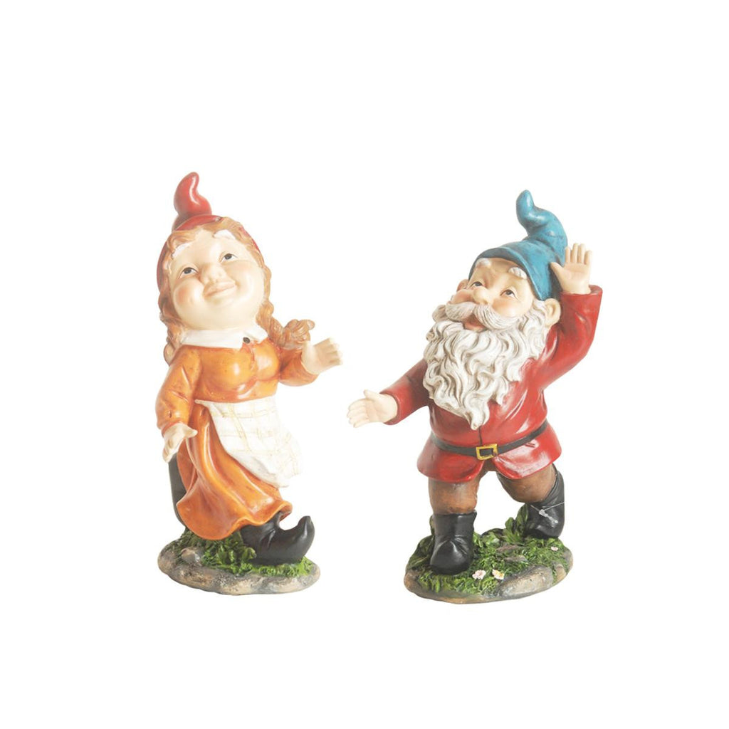 10.5" Cheerfully Dancing Forest Gnome Outdoor Patio Garden Statue