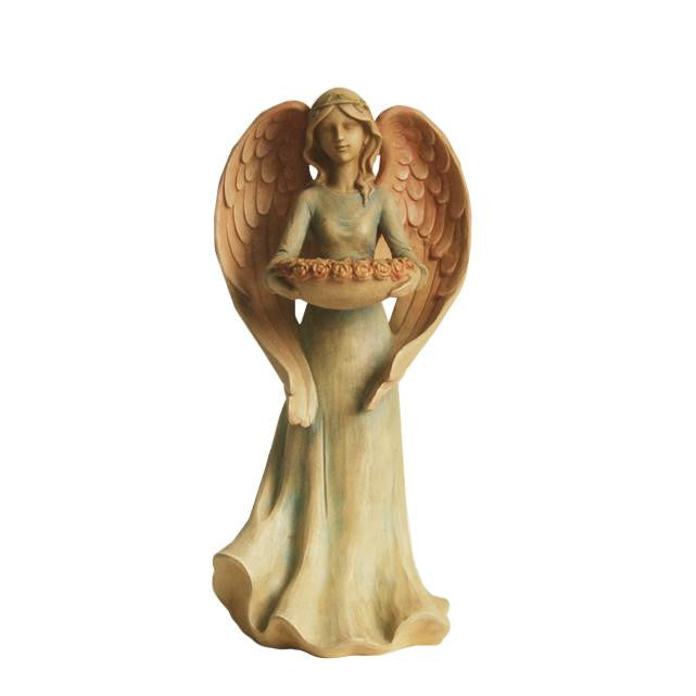 19.75" Pale Blue and Beige Serene Angel Outdoor Patio Garden Birdbath