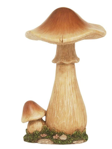 14.5" Distressed Brown and Beige Bobbling Forest Mushroom Outdoor Patio Garden Statuary