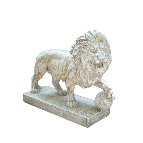 10.5" Weathered Finish Protective Lion Outdoor Patio Garden Statue