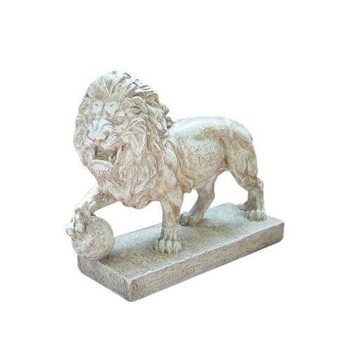 10.5" Weathered Finish Ferocious Lion Outdoor Patio Garden Statue