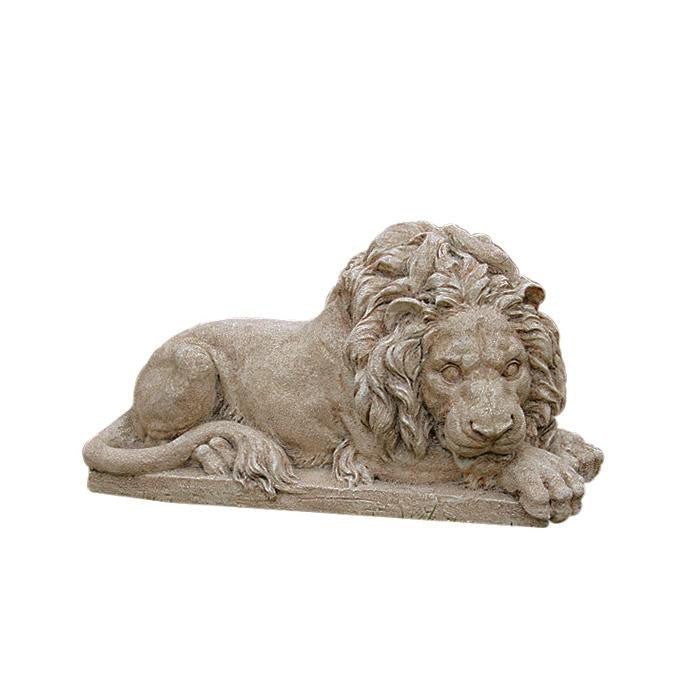 20.5" Distressed Sandy Tan Brown Resting Lion Outdoor Patio Garden Statue