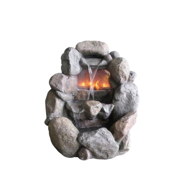 28" Stone Gray Faux Rock Fireplace Waterfall Outdoor Patio Garden Water Fountain