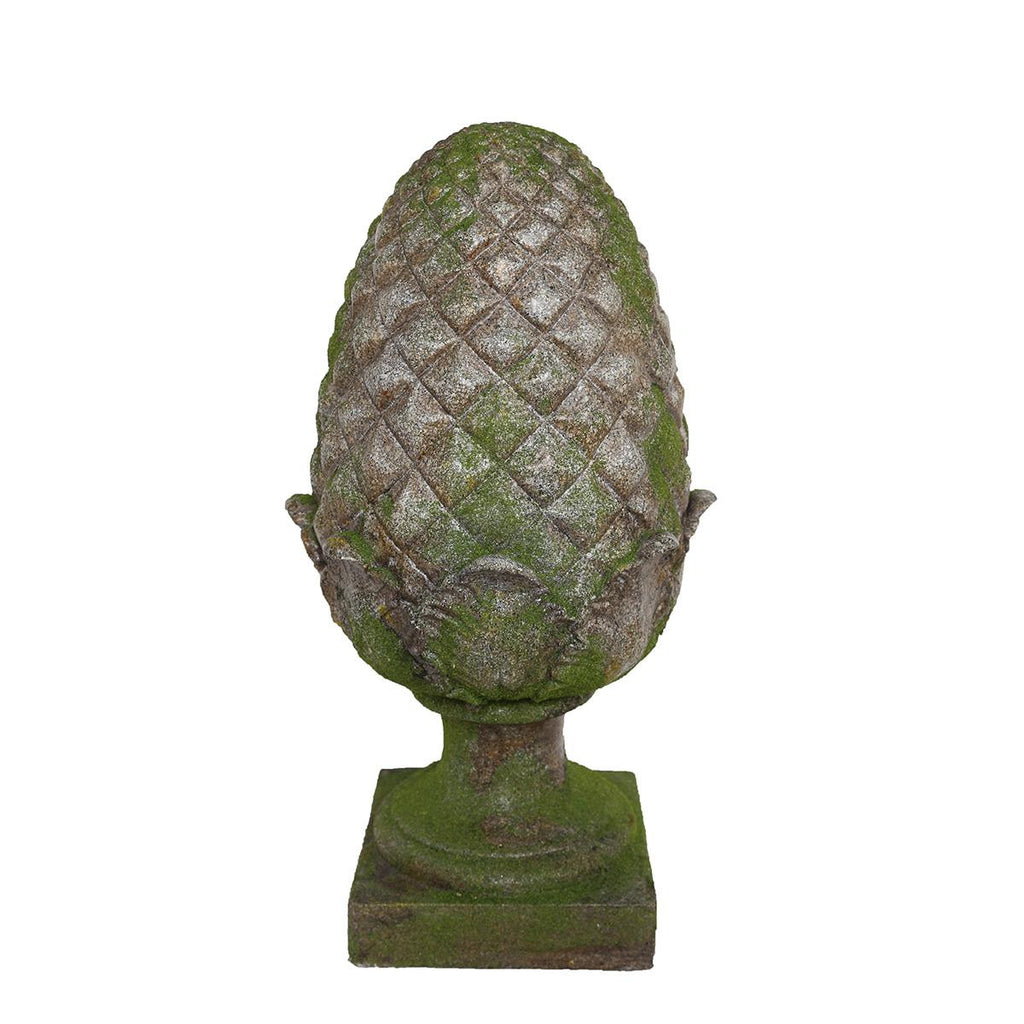 19.75" Moss Accented Pineapple Finial Outdoor Patio Garden Statue