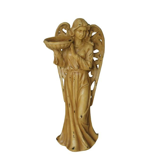 36.5" Serene Angel with Scrollwork Wings Outdoor Patio Garden Birdbath