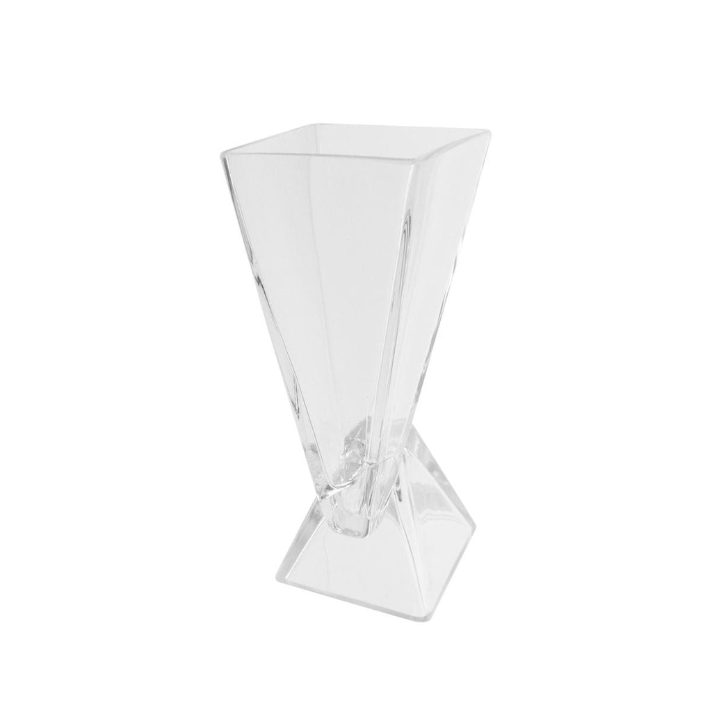 9.75" Offset Pyramids Abstract Transparent Glass Vase