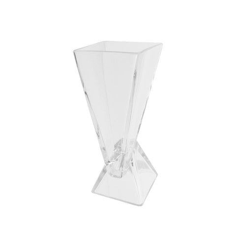 9.75" Offset Pyramids Abstract Transparent Glass Vase