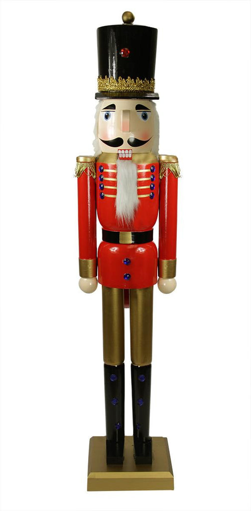 36" Decorative Red and Gold Wooden Christmas Nutcracker Soldier