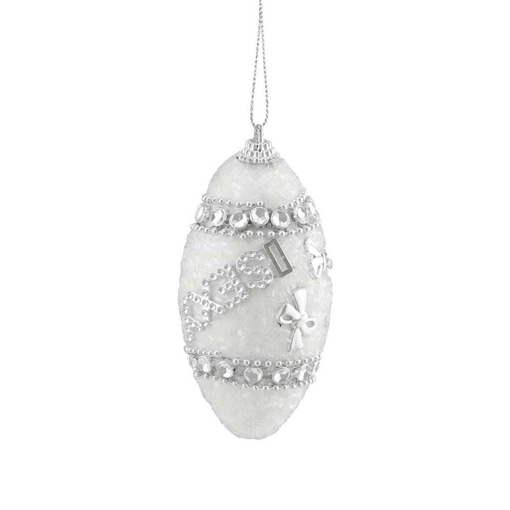 4ct White and Silver "Sexy" Rhinestone and Glittered Shatterproof Christmas Finial Ornaments 4.5"