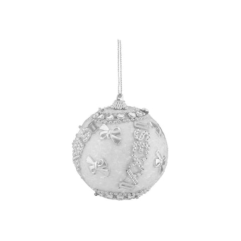 3ct White and Silver "Sexy" Beaded and Glittered Shatterproof Christmas Ball Ornaments 3" (75mm)