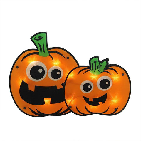 16.25" Lighted Jack-o-lantern Pumpkin Couple Halloween Window Silhouette Decoration