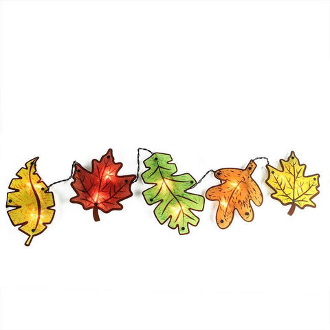 49" Autumn Yellow, Red, Green and Orange Leaves Window Silhouette Garland Decoration