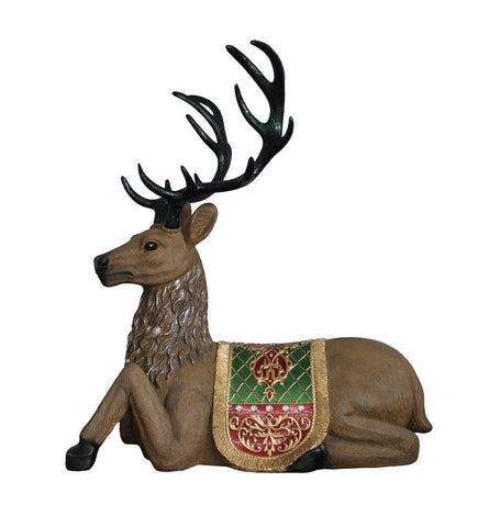 47" Commercial Grade Sitting Reindeer Fiberglass Christmas Decoration