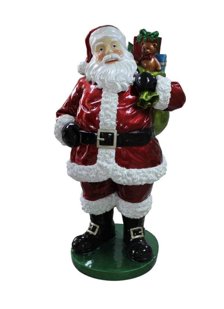 63" Commercial Grade Standing Santa Claus with Presents Fiberglass Christmas Decoration