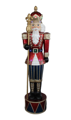 72" LED Lighted Commercial Grade Jeweled Nutcracker with Scepter Fiberglass Christmas Decoration