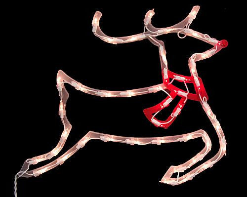 17" Lighted Prancing Reindeer Christmas Window Silhouette Decoration