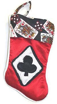 7" Deck of Cards Clubs Casino Gambling Red Mini Christmas Stocking