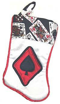 7" Deck of Cards Spades Casino Gambling White Mini Christmas Stocking