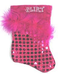 7" Pink Sequined Feathered "Flirt" Mini Christmas Stocking