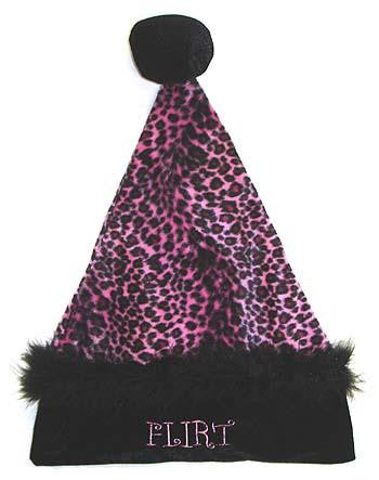 17" Sexy Magenta Leopard "Flirt" Velvet Santa Hat - Size Small