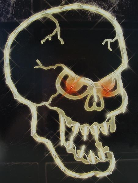 16" Lighted Halloween Spooky Skull Window Silhouette Decoration