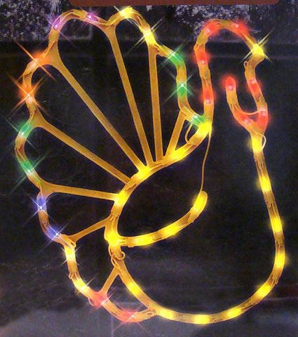 17" Lighted Thanksgiving Turkey Window Silhouette Decoration