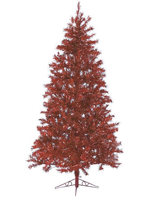 7.5' Sparkling Ruby Pre-Lit Laser Tinsel Artificial Christmas Tree - Ruby Lights