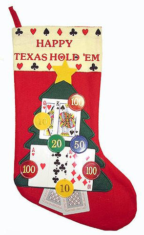 17" Happy Texas Hold 'Em Casino Gambling Christmas Stocking #24212190000