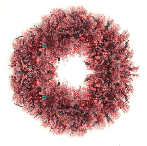 30" Pre-Lit Ruby Grapefruit Cashmere Pine Christmas Wreath #H89096