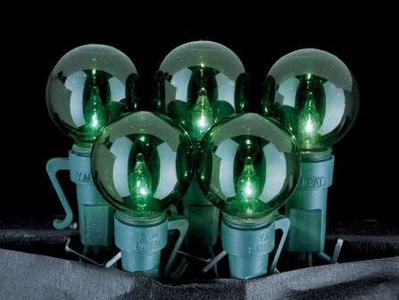 Set of 35 Green G25 Christmas Lights With Green Wire #723404