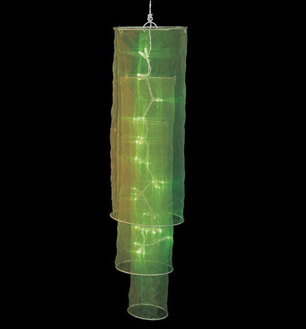 34" Pre-Lit Sheer Green Fabric Column Lantern Party Light #724104