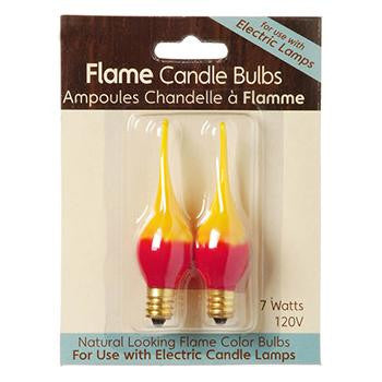 Pack of 2 Red & Yellow Fire Flame Electric Candle Lamp Replacement Light Bulbs