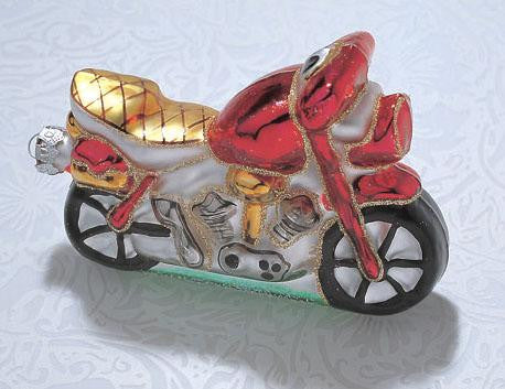 Bethlehem Glass Red Motorcycle Christmas Ornament