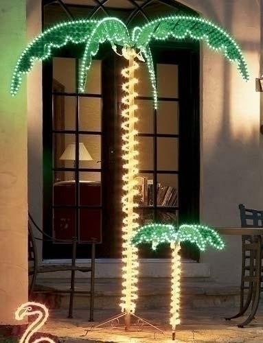 7' Tropical Lighted Holographic Rope Light Outdoor Palm Tree Yard Decoration