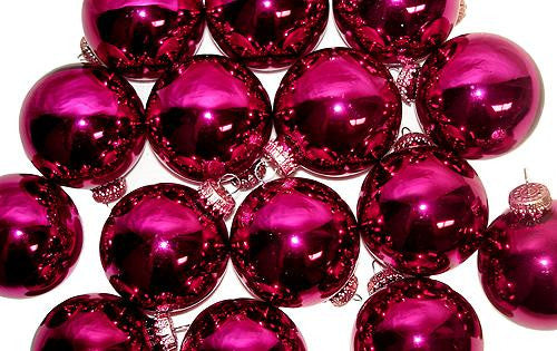 Set of 9 Shiny Red Raspberry Glass Ball Christmas Ornaments 2.75" #69788671015