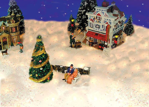 Illuminated Multi-Function Snow Blanket for Christmas Village Displays - Clear Lights