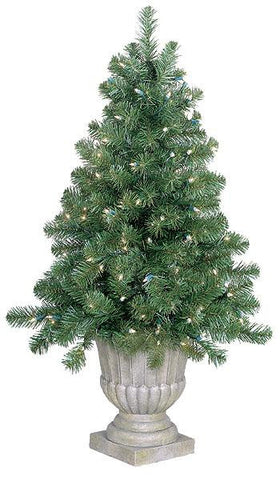 4' Potted Slim Olympia Pine Pre-Lit Artificial Christmas Tree - Clear Lights