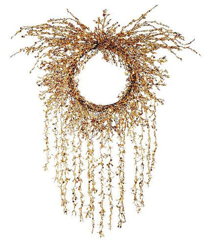 21" Sparkling Gold-Copper Weeping Sequin Designer Christmas Wreath