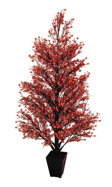 44" Potted Red Winter Berry Artificial Christmas Topiary Tree - Unlit