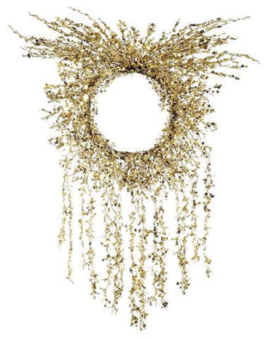 21" Sparkling Gold Weeping Sequin Designer Christmas Wreath