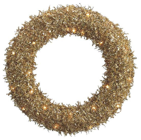 22" Pre-Lit Sparkling Gold Glittered Sequin Christmas Iced Wreath #XAI620-GO