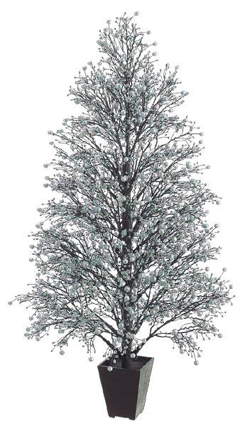 51" Potted Silver & Black Glittered Berry Christmas Topiary Tree #XBZ728-SI