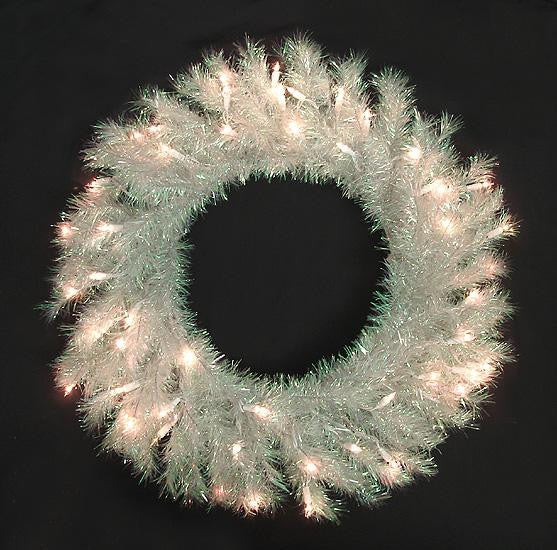 24" Pre-Lit Iridescent Shimmer Artificial Christmas Wreath - Clear Lights