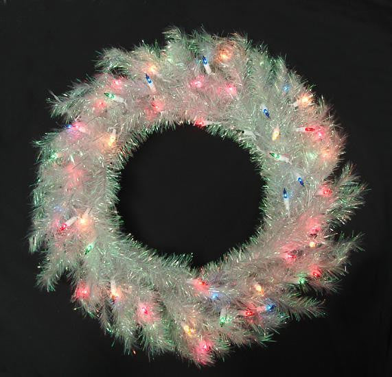 24" Pre-Lit Iridescent Shimmer Artificial Christmas Wreath - Multi Lights