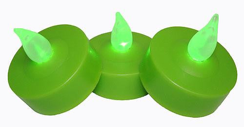 Set of 3 LED Battery Operated Green Tea Light Candles