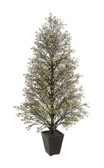 51" Potted Gold & Black Glittered Berry Christmas Topiary Tree #XBZ728-GO