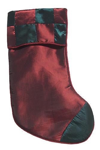 Red & Green Checkered Silk Christmas Stocking 17" #23329200002