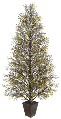 64" Potted Gold & Black Glittered Berry Christmas Tree #XBZ729-GO