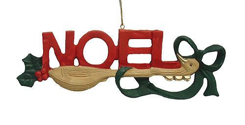 Set of 6 Holly Berry Mandolin "Noel" Christmas Ornaments